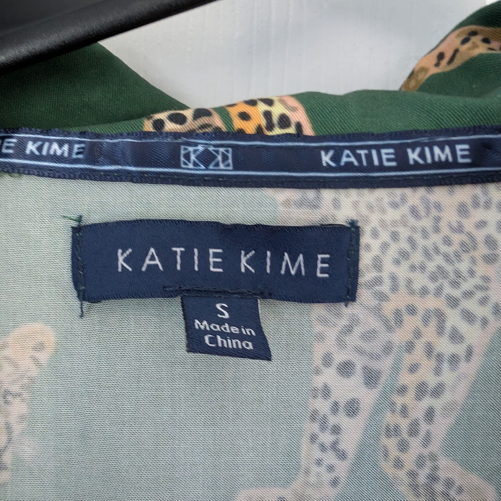Katie Kime Green Cheetahs Print Pajama Pants Short Sleeve shirt Set, size S Soft - Picture 8 of 16